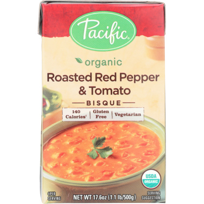 PACIFIC FOODS: Organic Bisque Roasted Red Pepper and Tomato, 17.6 oz
