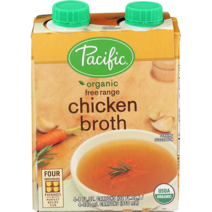 PACIFIC FOODS: Organic Broth Chicken Free Range 4 Pack (8 Oz Each), 32 oz