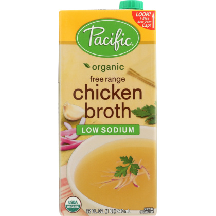 PACIFIC FOODS: Organic Chicken Broth Free Range Low Sodium, 32 oz