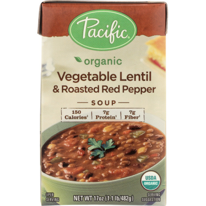 PACIFIC NATURAL: Foods Organic Vegetable Lentil and Roasted Red Pepper Soup, 17 oz