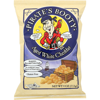 PIRATE\'S BOOTY: Baked Rice and Corn Puffs Aged White Cheddar, 4 oz