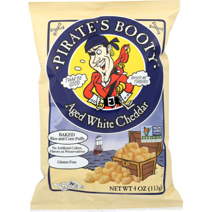 PIRATE\'S BOOTY: Baked Rice and Corn Puffs Aged White Cheddar, 4 oz