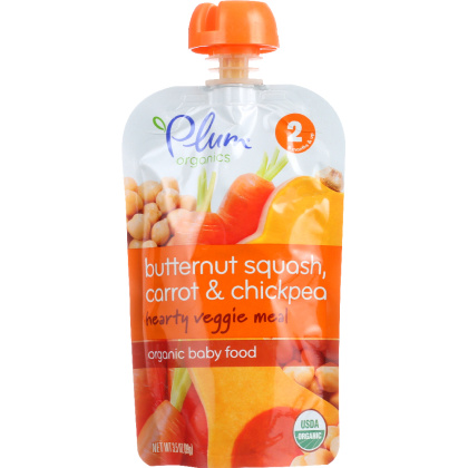 PLUM ORGANICS: Organic Baby Food Stage 2 Butternut Squash Carrot & Chickpea, 3.5 oz