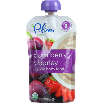 PLUM ORGANICS: Organic Baby Food Stage 2 Plum Berry & Barley, 3.5 Oz