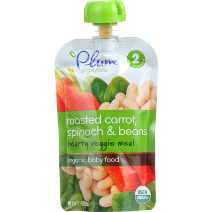 PLUM ORGANICS: Organic Baby Food Stage 2 Roasted Carrot Spinach & Beans, 3.5 oz