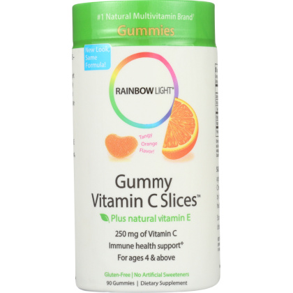 RAINBOW LIGHT: Gummy Vitamin C Slices Tangy Orange Flavor, 90 Gummies