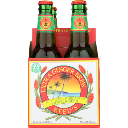 REED\'S INC: Extra Ginger Brew Beer Pack of 4 (12 oz each), 48 oz