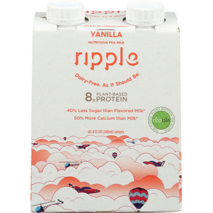 RIPPLE: Plant Based Pea Milk Vanilla 4 Pack, 32 fl oz