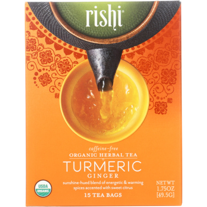RISHI TEA: Turmeric Ginger Tea 15 Tea Bags, 49.5 gm