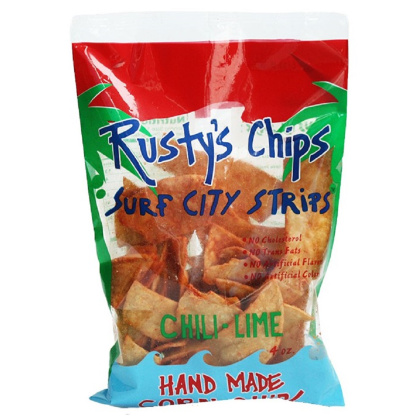 RUSTY\'S: Chili Lime Corn Chips, 4 oz