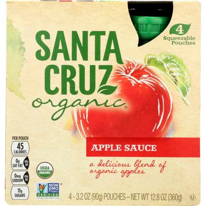 SANTA CRUZ ORGANIC: Apple Sauce 4x3.2oz Pouches, 12.8 Oz