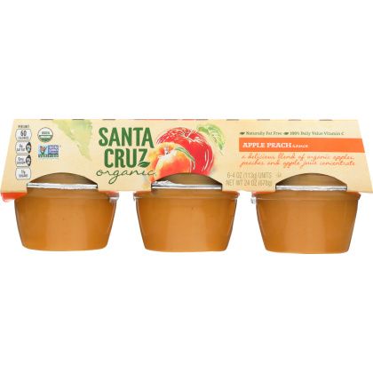 SANTA CRUZ: Applesauce Peach Pack of 6, 24 oz
