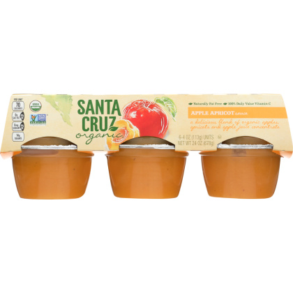 SANTA CRUZ: Organic Apple Apricot Sauce Cups 6x4oz Cups, 24 oz