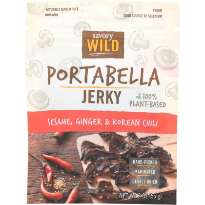 SAVORY WILD: Sesame Ginger & Korean Chili Portabella Jerky, 2 oz