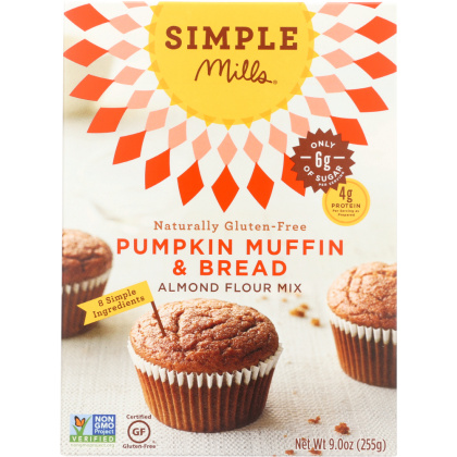 SIMPLE MILLS: Gluten Free Pumpkin Muffin Almond Flour Mix, 9 oz