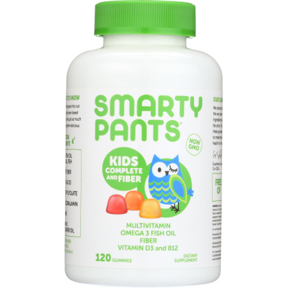 SMARTYPANTS: Kids Fiber Complete with No Sugar Added Multi + Omega 3 + Vitamin D, 120 Gummies