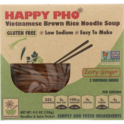 STAR ANISE FOODS: Happy Pho Vietnamese Brown Rice Noodle Soup Zesty Ginger, 4.5 Oz