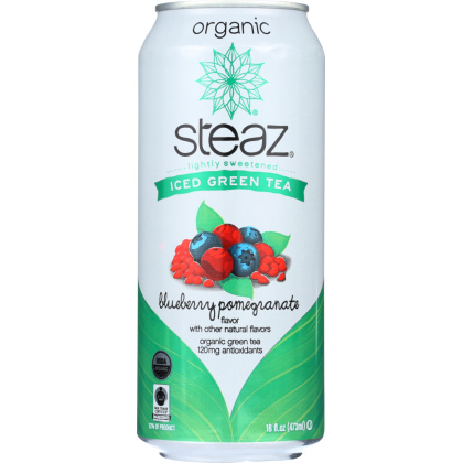 STEAZ: Organic Iced Green Tea Blueberry Pomegranate & Acai Lightly Sweetened, 16 oz