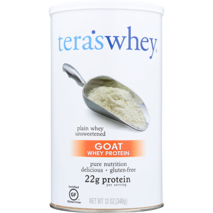 TERA\'S WHEY: Goat Whey Protein Plain Whey Unsweetened, 12 oz