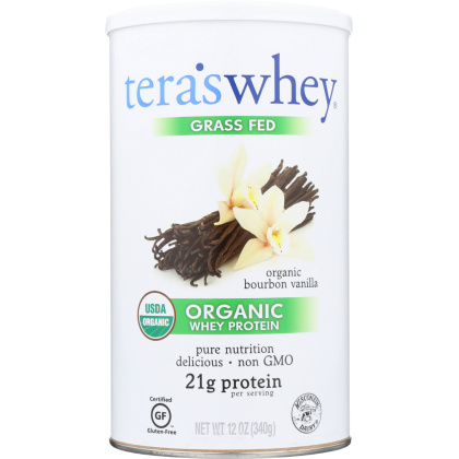 TERA\'S WHEY: Grass Fed Organic Whey Protein Bourbon Vanilla, 12 oz