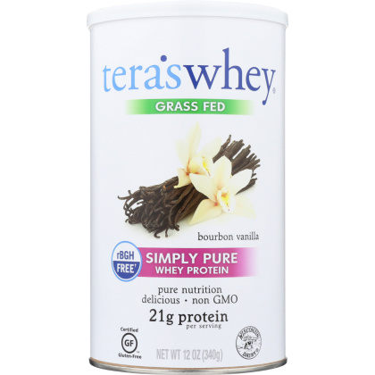 TERA\'S WHEY: Grass Fed rBGH Free Whey Protein Bourbon Vanilla, 12 oz