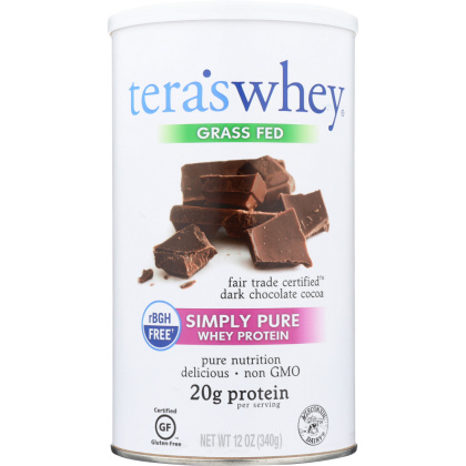 TERA\'S WHEY: rBGH Free Whey Protein Fair Trade Dark Chocolate, 12 oz
