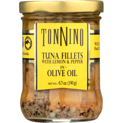 TONNINO: Tuna Fillets with Lemon & Peppers in Olive Oil, 6.7 oz