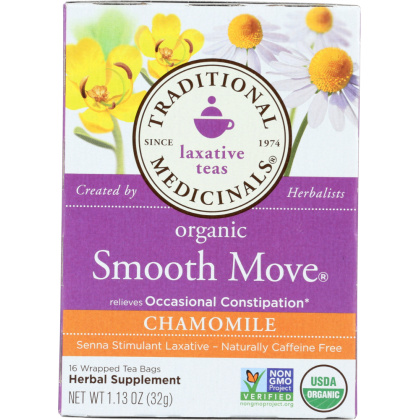 TRADITIONAL MEDICINALS: Organic Smooth Move Chamomile Herbal Tea 16 Tea Bags, 1.13 oz