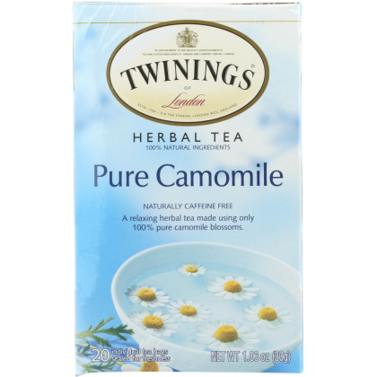 TWININGS OF LONDON: Herbal Tea Pure Camomile Caffeine Free, 20 Tea Bags, 1.06 Oz