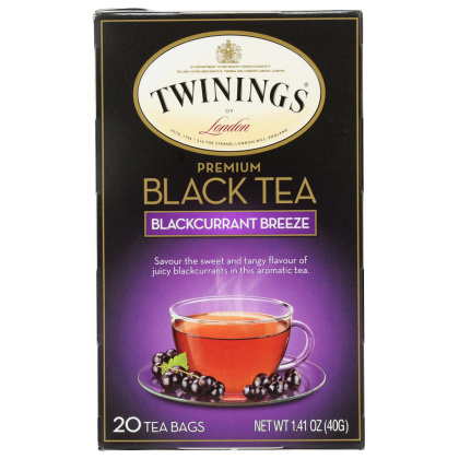 TWININGS OF LONDON: Premium Black Tea Blackcurrant Breeze, 20 Tea Bags, 1.41 Oz