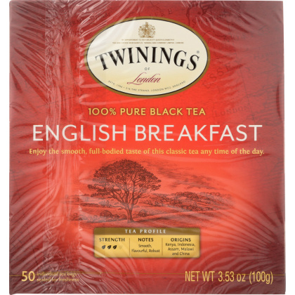 TWININGS OF LONDON: Tea Classics English Breakfast Tea, 50 Tea Bags, 3.53 oz