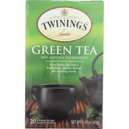 TWININGS OF LONDON: Tea Green Tea Light Flavour Strength, 20 Tea Bags, 1.41 Oz