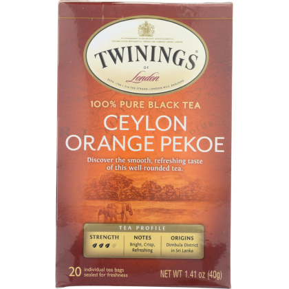 TWININGS: Origins, Ceylon Orange Pekoe Tea, 20 Tea Bags, 1.41 oz