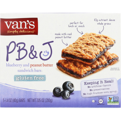 VANS: PB&J Blueberry and Peanut Butter 5 Sandwich Bars, 7.05 Oz