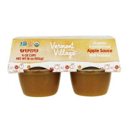 VERMONT VILLAGE CANNERY: Organic Unsweetened Applesauce with Peaches 4 Cups, 16 oz