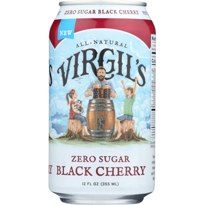 VIRGILS: Zero Sugar Soda Black Cherry 6-12 fl oz, 72 fl oz