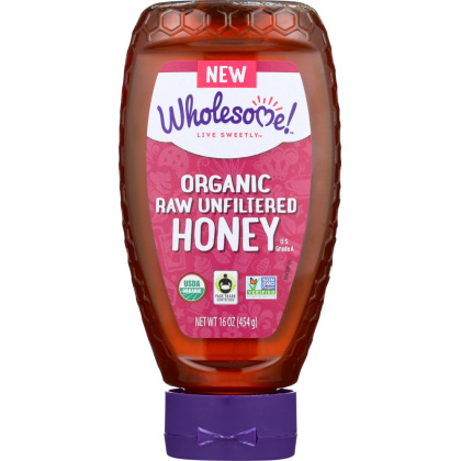 WHOLESOME SWEETENERS: Organic Raw Unfiltered Honey, 16 oz