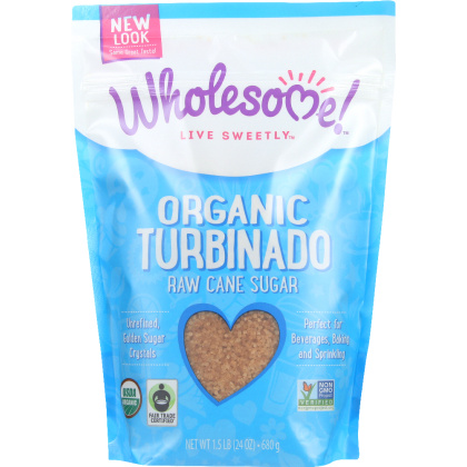 WHOLESOME SWEETENERS: Organic Turbinado Raw Cane Sugar, 24 oz