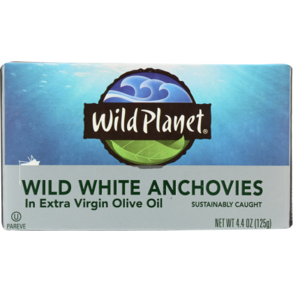 WILD PLANET: Wild White Anchovies in Extra Virgin Olive Oil, 4.4 oz