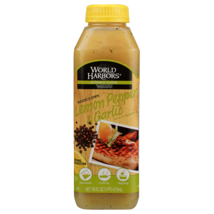 WORLD HARBORS: Marinade Maines Lemon Pepper & Garlic, 16 oz