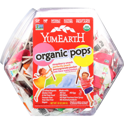 YUMMY EARTH: Organic Lollipops Counter Top Bin Assorted, 30 oz