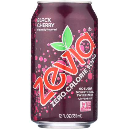 ZEVIA: All Natural Zero Calorie Soda Black Cherry 6-12 fl oz, 72 fl oz