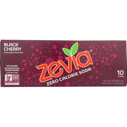 ZEVIA: Black Cherry Zero Calorie Soda 10 Pack, 120 fl oz